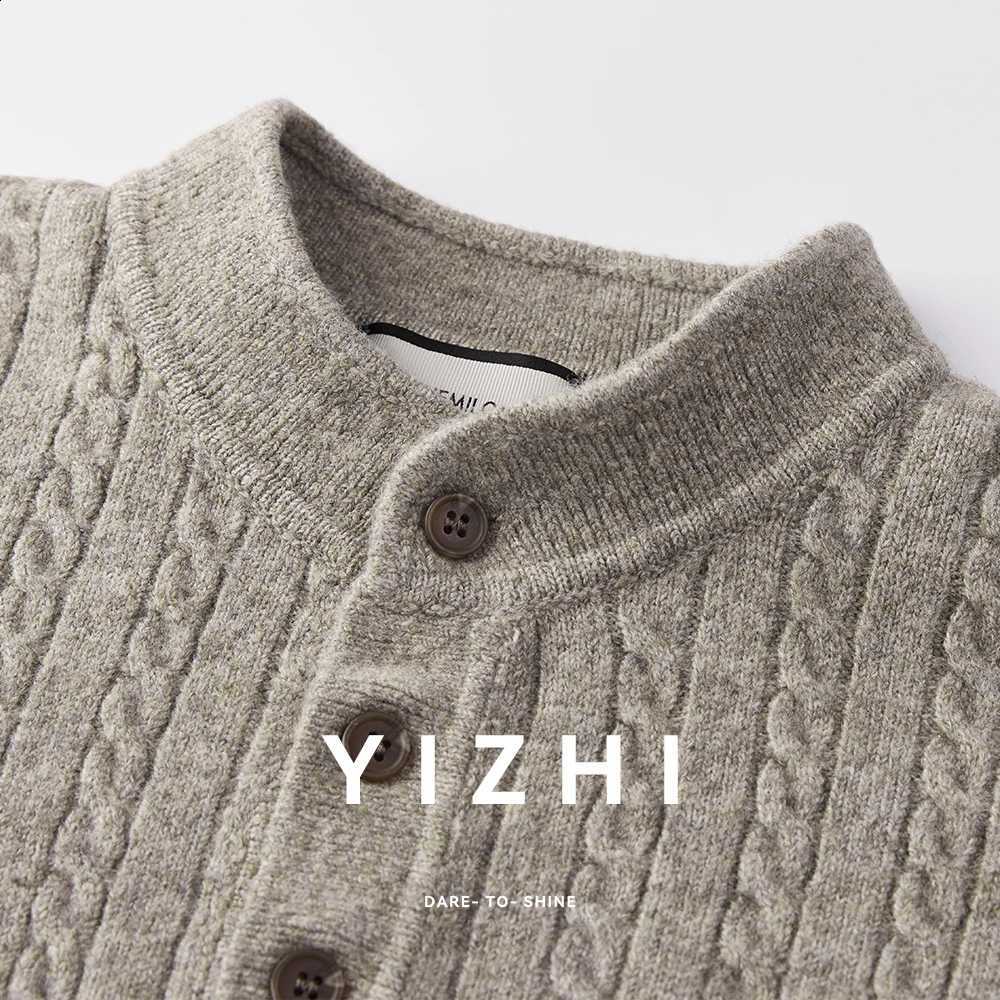 High-end Twist Henry Collar Fashion Sweater Men's Autumn And winter 2025 New Loose Lazy Texture Sweater Top J260916
