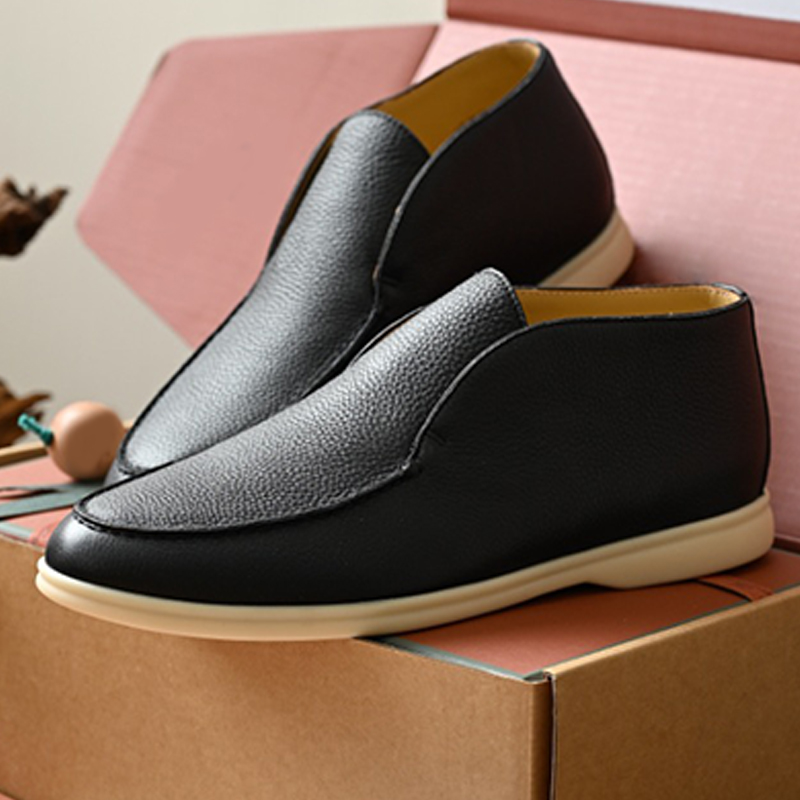 Designer Unisex Open Walk Ankle Boot Premium Elk Leather Booties Sole Light Colored Anti Slip Rubber Autumn Winter Outdoor Activities Keep Warm