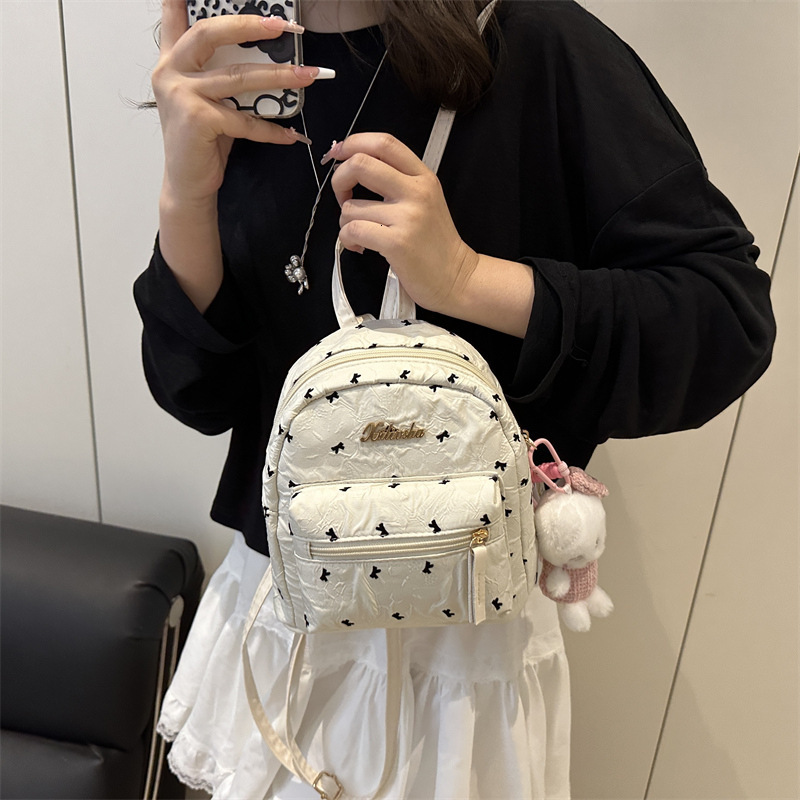 Fashionable Women's Bag 2026 New Model Daily Casual Simple College Style Floral Graffiti Trendy Handbag Backpack