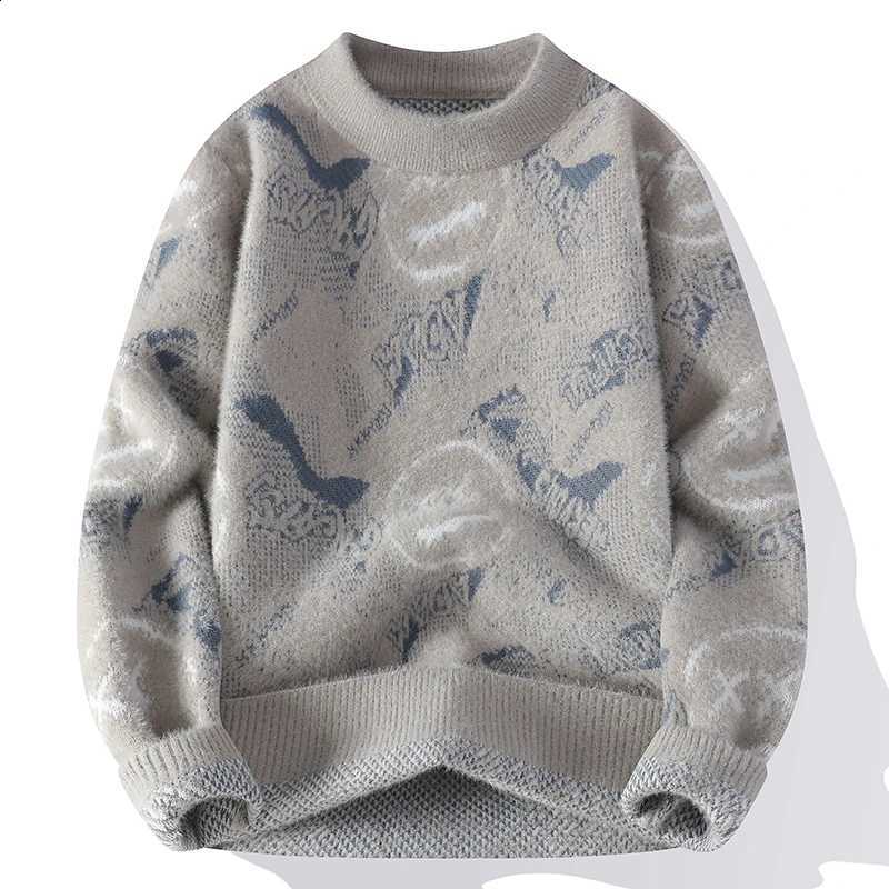 New Autumn Winter Graffiti Men's Sweater 2025 High Quality Men's Brand Hoodie Warm Knitted Tops High Street Trendy Bottom Shirt J260916
