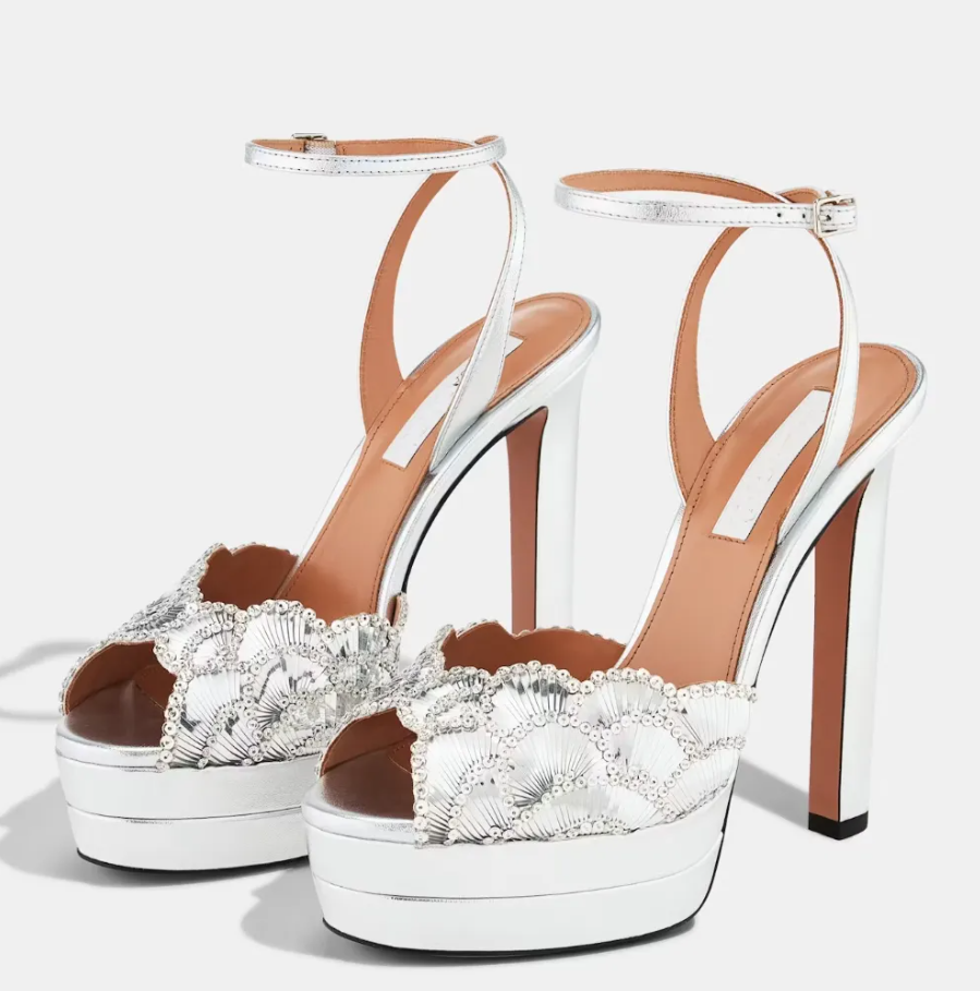 Luxury Designer Women's Summer New Sequined Slim High-heeled Sandals Suitable for Parties and Weddings Large Fish Mouth Sandals Sizes 35-43