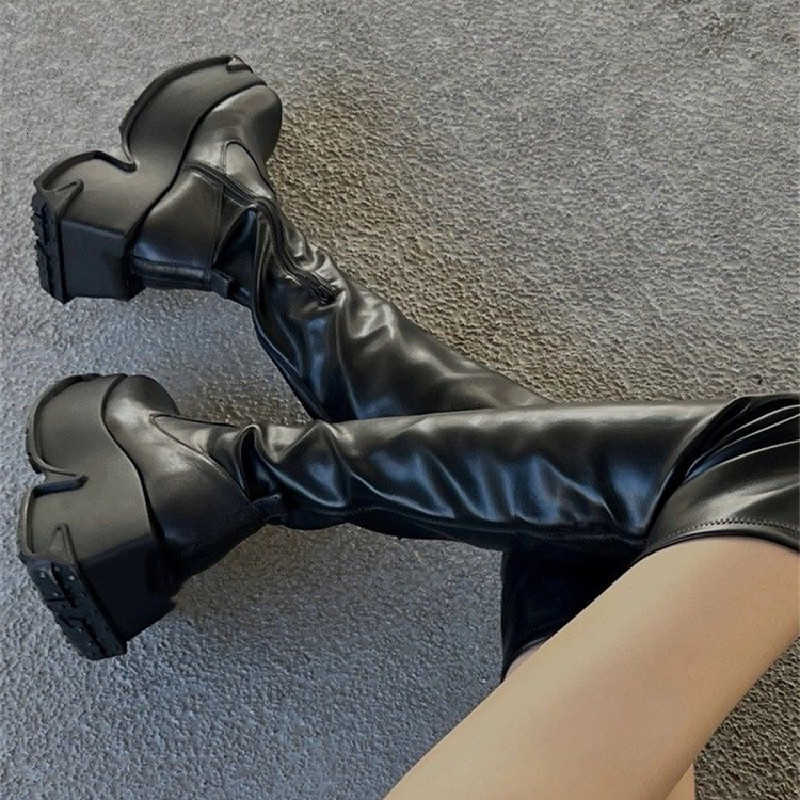 Short Plush Women Over the Knee High Boots fa1 Warm Cotton Long Booties Ladies Elegant Platform Shoes Winter Woman Footwear D260917