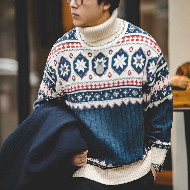 Knitted Maden Isle Vintage Fair Sweater Christmas Warm Turtleneck Knitted Pullover Barn-style Warm Knitwear for Men's WinterW260915