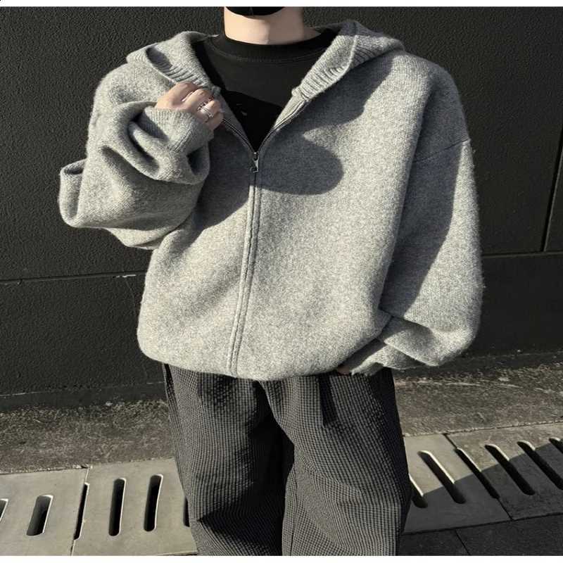 men's hooded sweater Pull-over zippered versatile knitwear jacket autumn and winter cardigan for menW260915