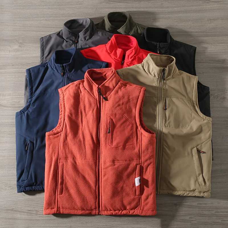 Thickened Fce Windproof Water-Resistant Casual Leisure Workwear Vest Double-Sided Wear Stand Collar Autumn Winter Men's Ou... Q260917