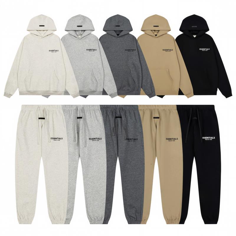 Designer Unisex Casual Hoodie Sweatshirt And Jogger Pants Set Solid Color Loose Fit Hooded Tracksuit Daily Wear Street Style Two Piece Outfit Street