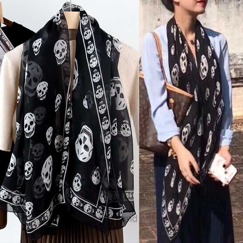 colors 6 skull scarf for women and men Good % pur silk satin women scarves shawls S260917OPKS