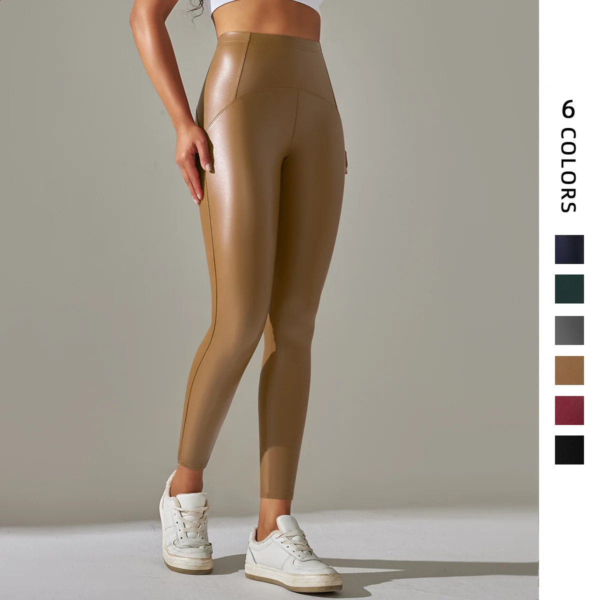 6 Color Autumn Winter Leather Pants Thin Velvet PU Leather Leggings High Elasticated Waistband Trousers Sexy Slimming Leggings 260917