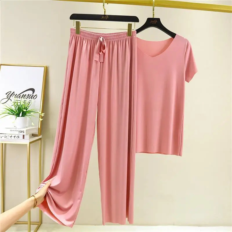 Women's Home Clothes Suit Of Lady House Summer Living Room Wear Autumn Loose Homewear Pants Two Piece Set For Women Cute Pajamas 260917