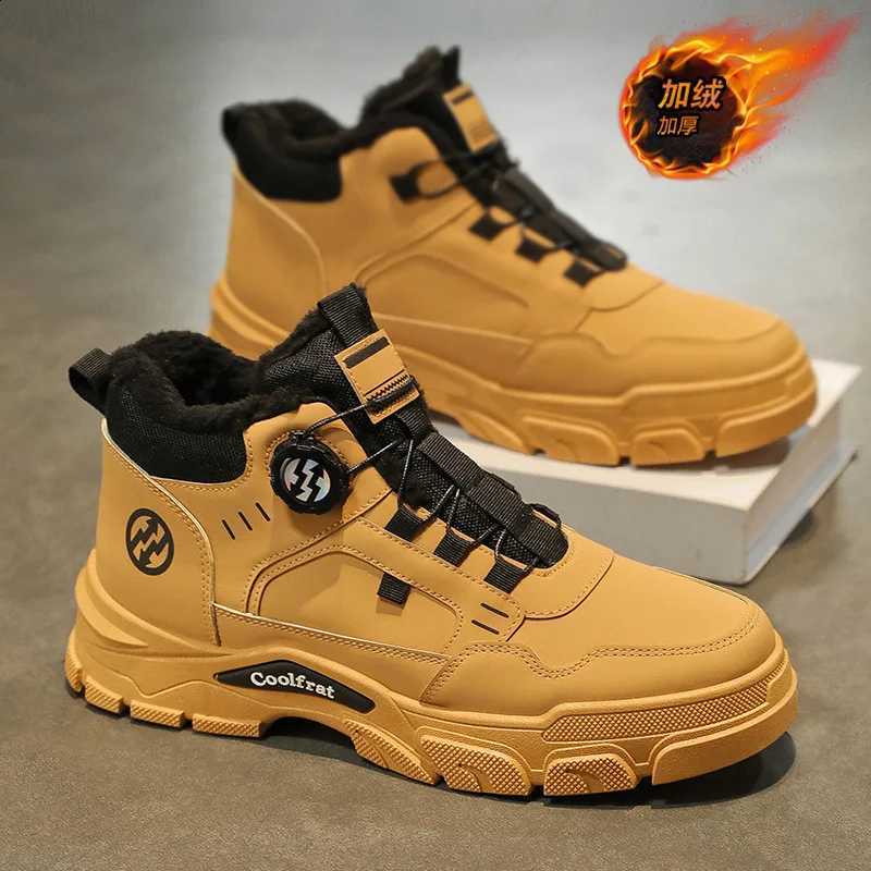 Men's winter fleece high-top British style thickened warm cotton shoes thick-soled workwear ankle boots D2609171