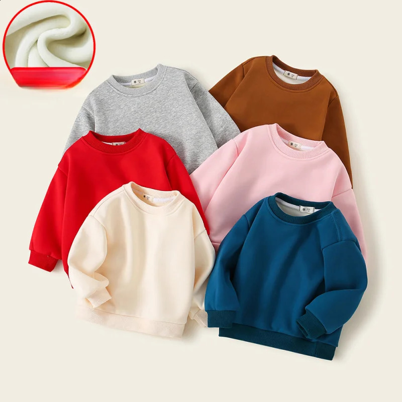 Autumn Baby Velvet Thicken Hoodie Infant Long Sleeve Loose Casual Solid Warm Sweatshirt Girls Cotton Outerwear Top Costume 260916