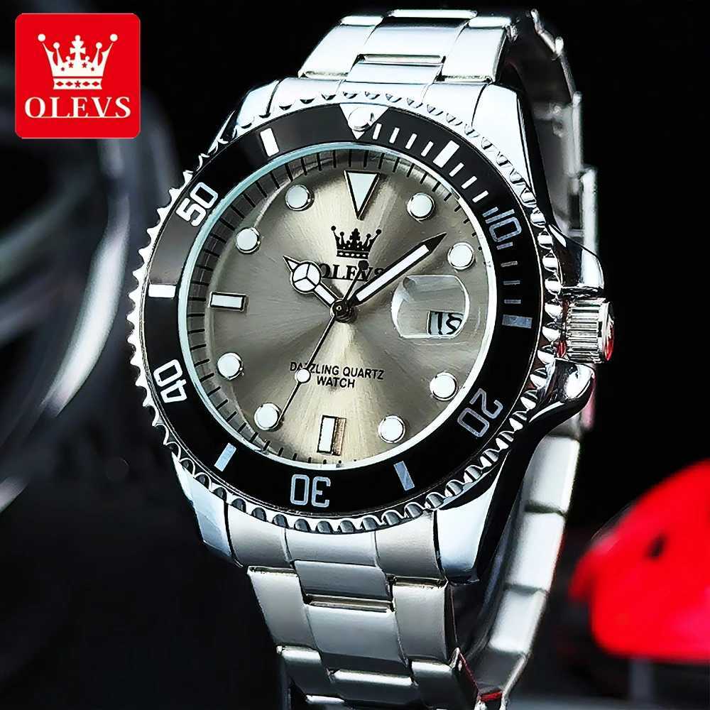 OLEVS Men's Watches Classic Luxury Fine Steel Strap Big Date Original Quartz Wristwatch for Man Waterproof Luminous Trend DressT260916