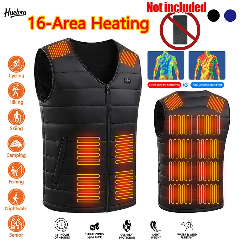 16 Areas Heated Vest Heating Men Warm Waistcoat Women Heat Jacket Winter Constant Heating Vest Not Included The Power Bank 260916