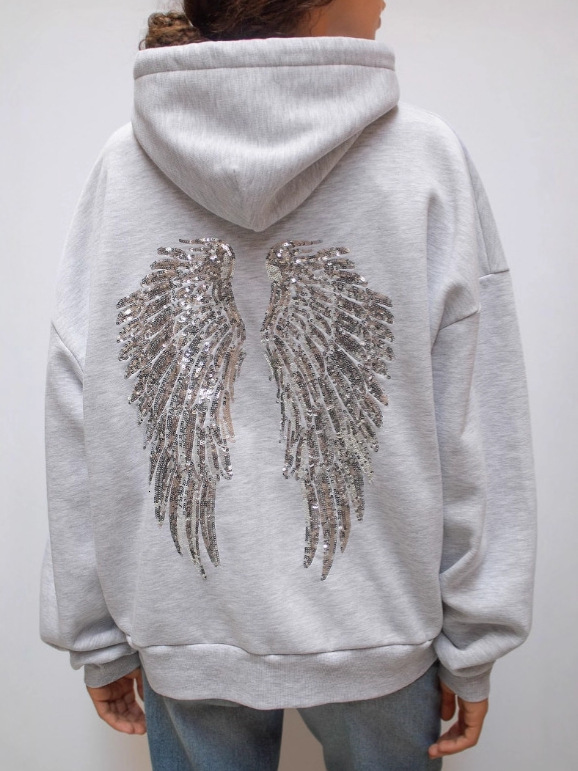 2025 Autumn Winter New Women's Fashion Versatile Solid Color Wing Sequin Embroidery Casual Set 42