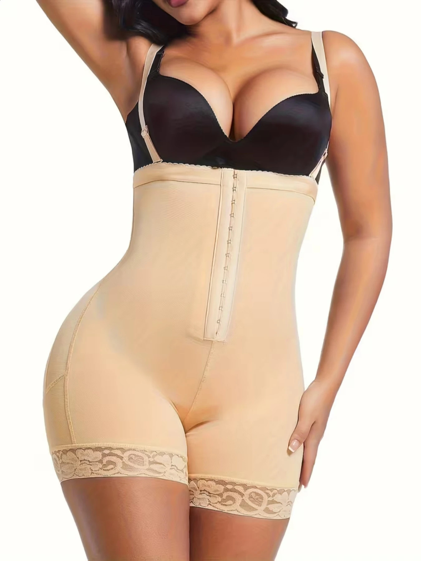 1pc Compressing Full Shapewear Bodysuit Plus Size High Waist Body Shaper Tummy Control Faja Shorts Waist Trainer Girdle 260917
