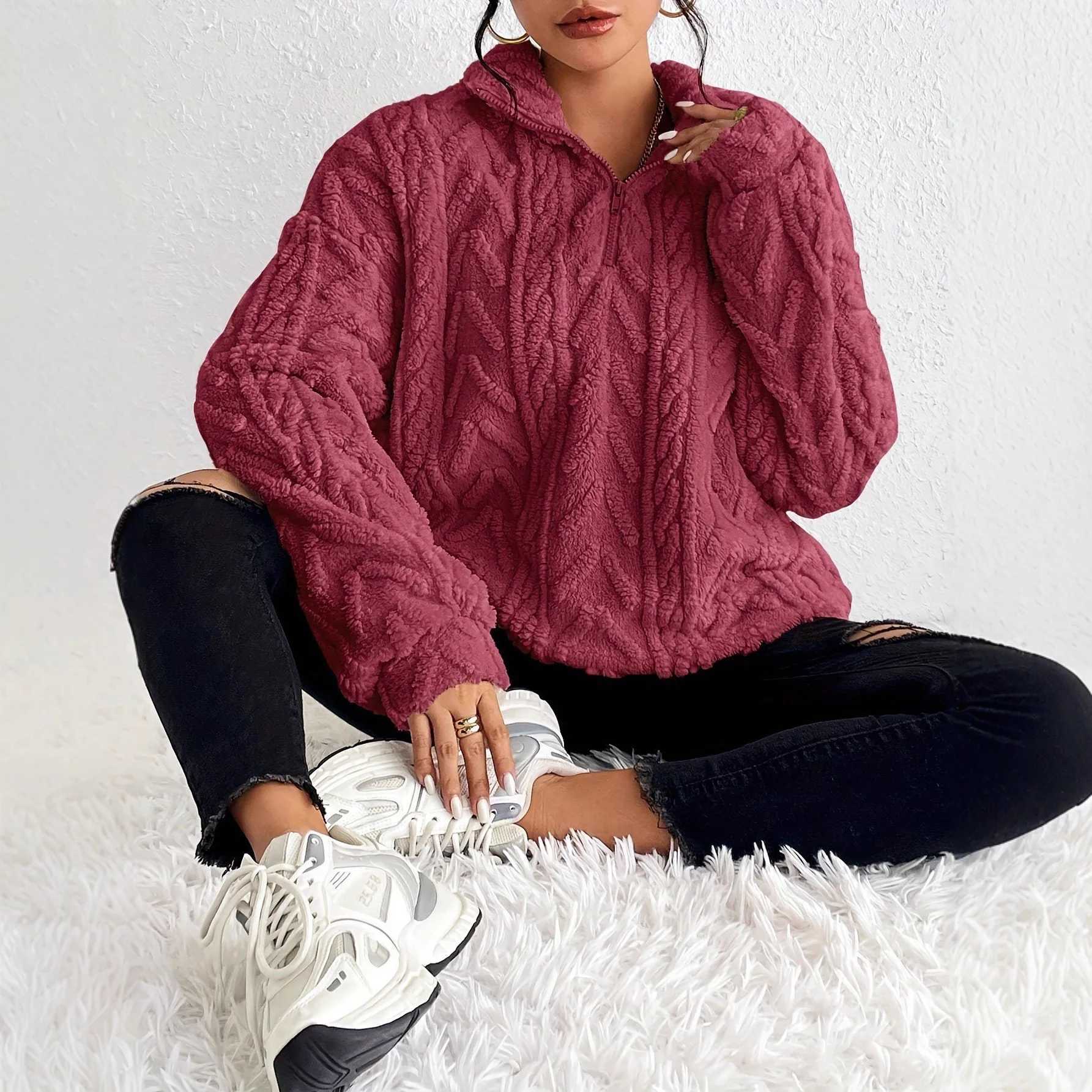 Women Flce Sweatshirt Autumn Winter Thicken Hoody Long Lantern Slve Soft Fluffy Hooded Coats NMD-S8049 S260917G5YZ