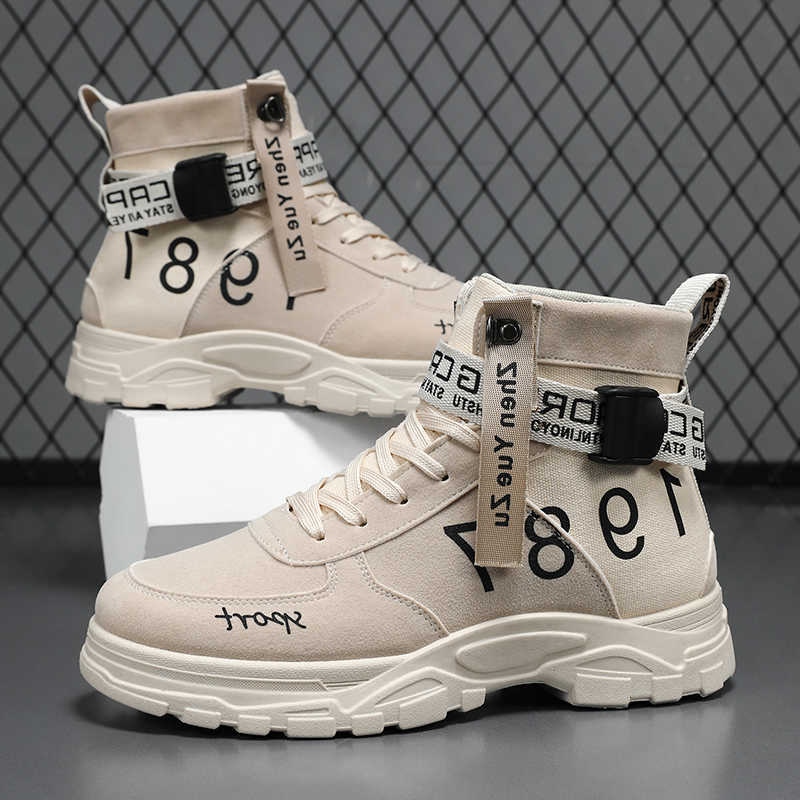 High-Top Men's Solid fashionable Color Versatile Outdoor Hiking Shoes Comfortable Non-Slip Casual Sports Boots D260917