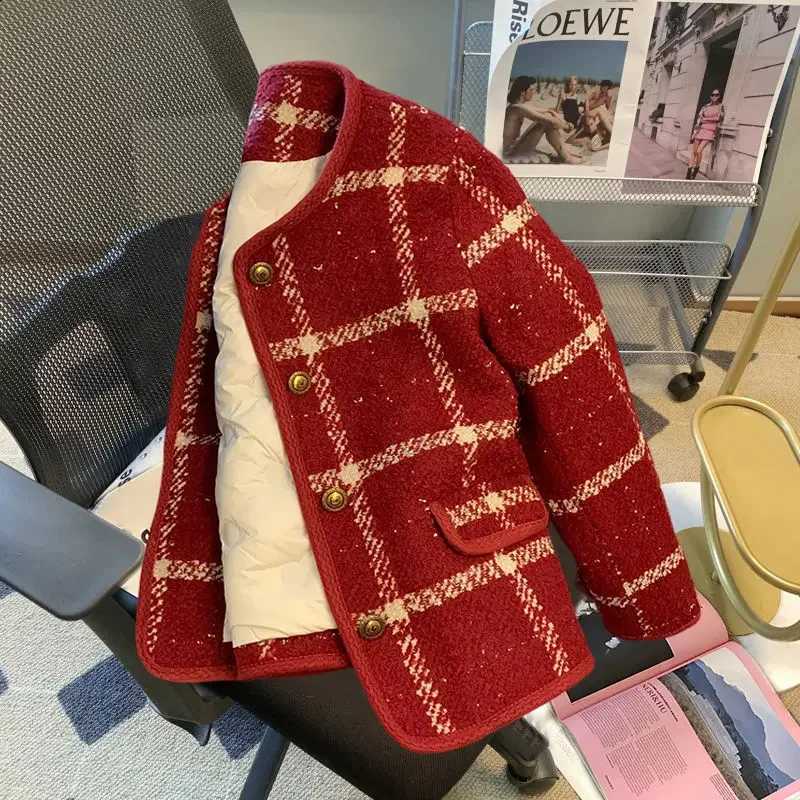 2024 Autumn Women Winter Fashion O-neck Cropped Jackets Female Short Plaid Woolen Coats Ladies Elegant Loose Casual Outwear R773 C260917