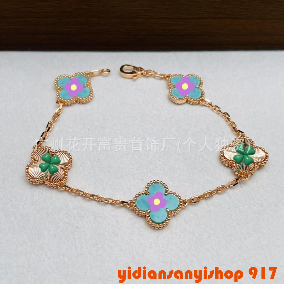 Designer Jewelry Five-Flowered Four-Leaf Clover Mother-Of-Pearl Laser-Cut Bracelet Luxury Jewelry vanlies cleef bracelet