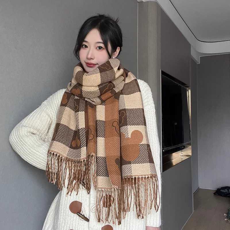 Trendy Plaid Scarf Women's Winter Versatile Korean Style Double Sided Couple Student New Fashion Faux Cashmere Neck Warmer Z260917