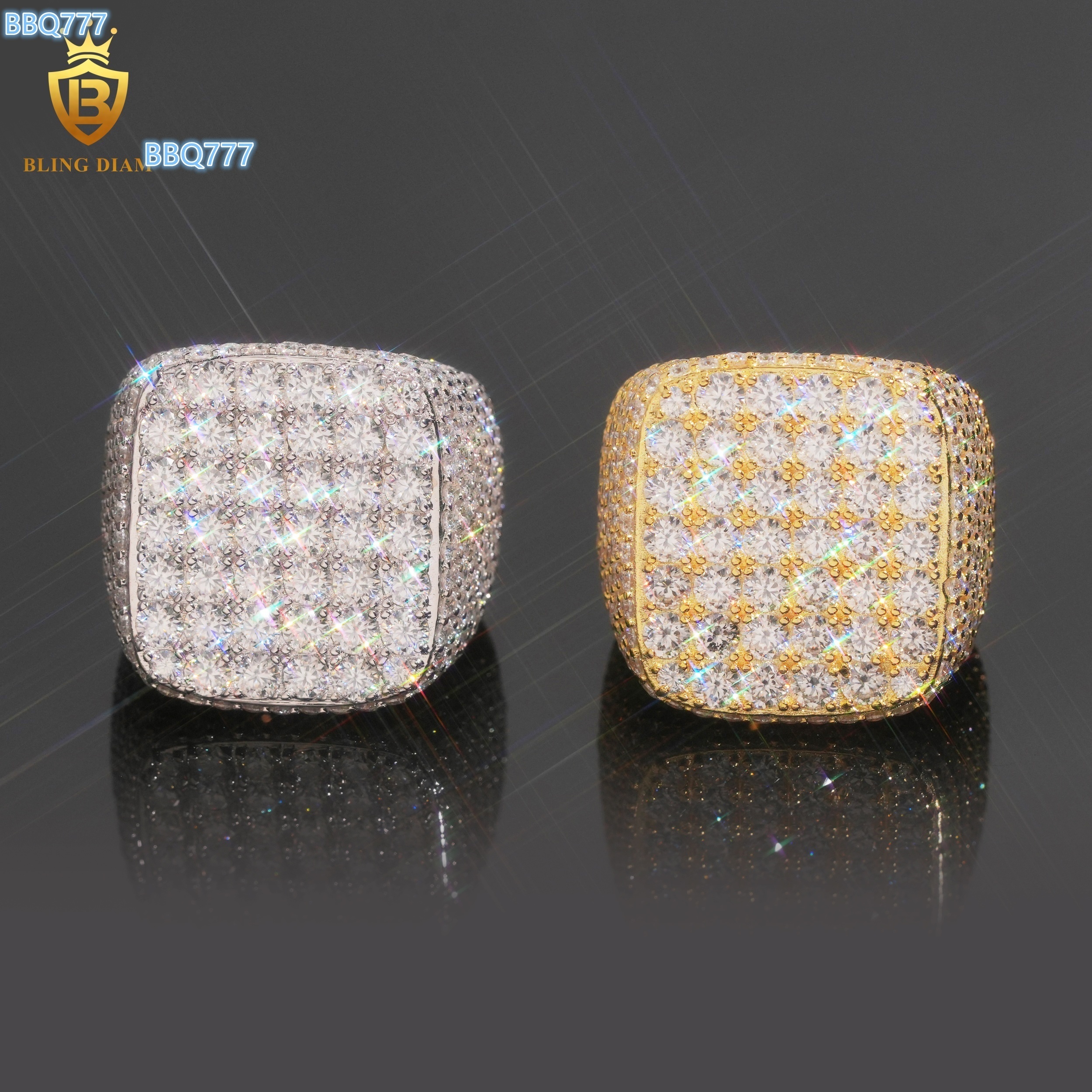Hot Sale 925 Silver Moissanite Rings Fine Jewelry Iced Out Moissanite HipsHop Style Jewelry Rings Pass Diamond Test in Stock GRA