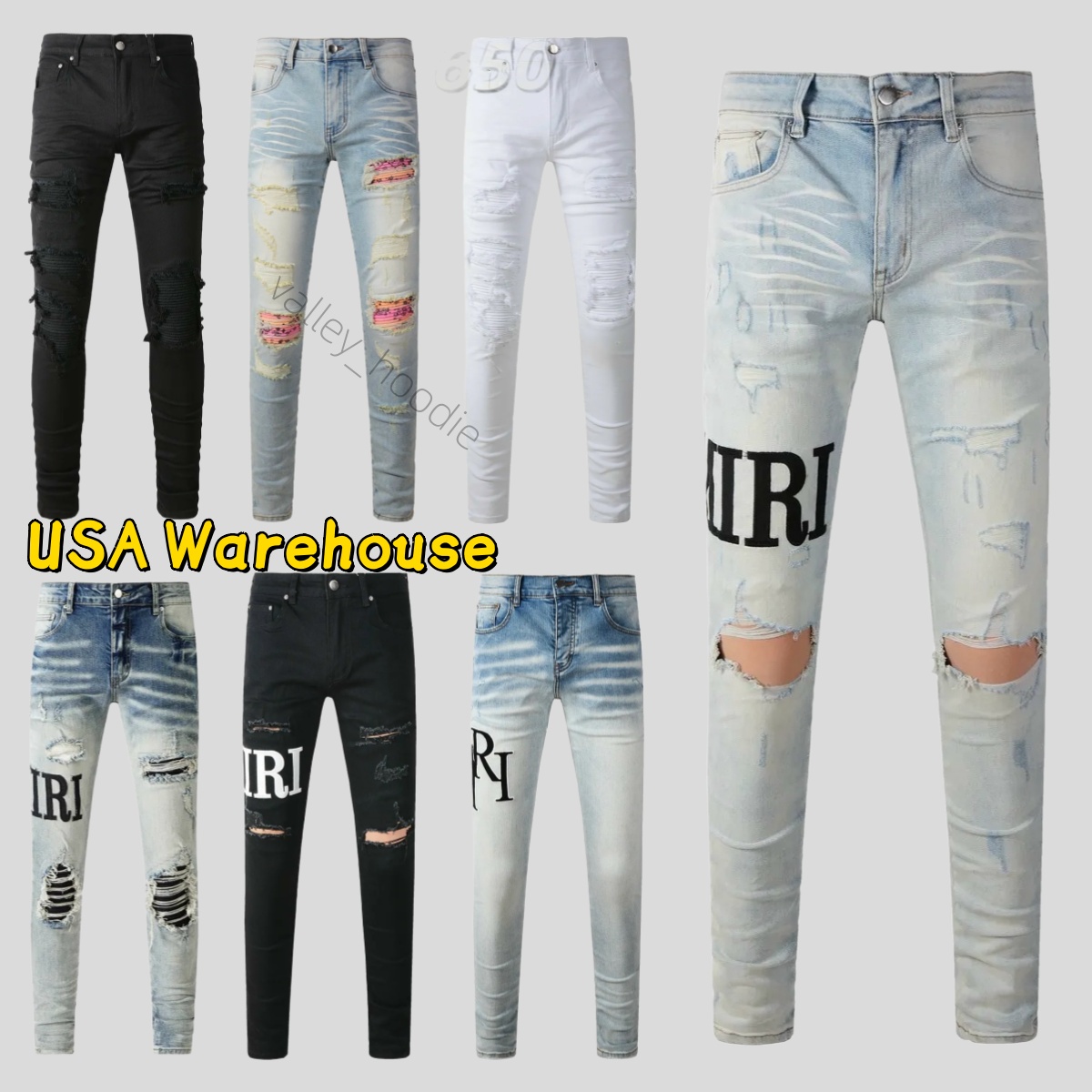 Designer Denim Pants Womens Skinny Jeans Hand Washed Frayed Destroyed Cotton Stretch Trousers Hip Hop Streetwear Slim Fit Jeans for Men Women
