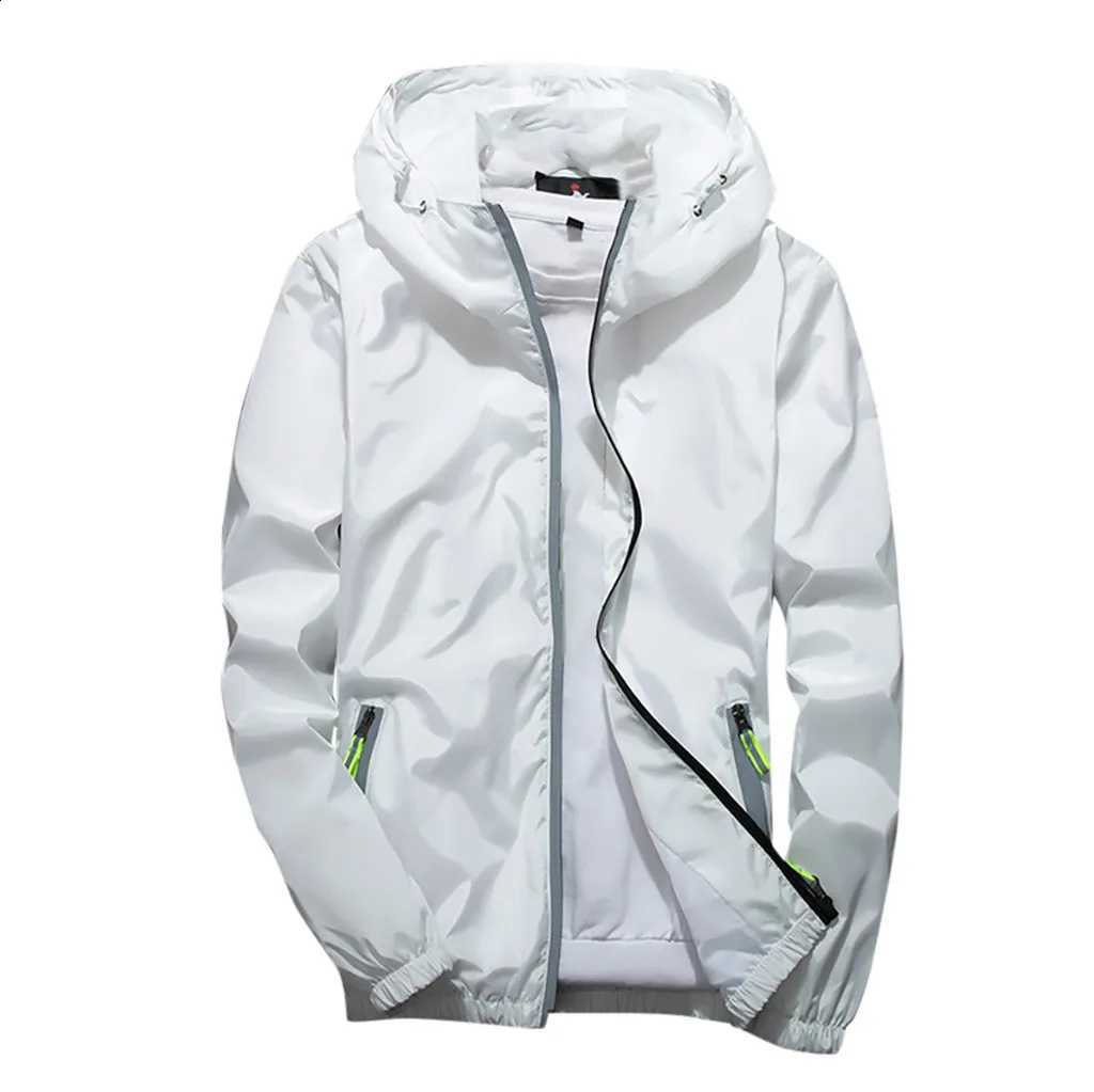Men Classic Jackets Solid Trend Reflective Elastic Cuff Jackets Autumn Outdoor Large Size Zipper Straight Hoodie Jackets C260917