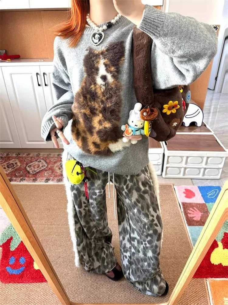 Sleeve Y2k Sweet Long Sweater Women Casual Kawaii Knitwear American Vintage Pullover Cartoon Doggy Embroidery Spring Autumn J260916