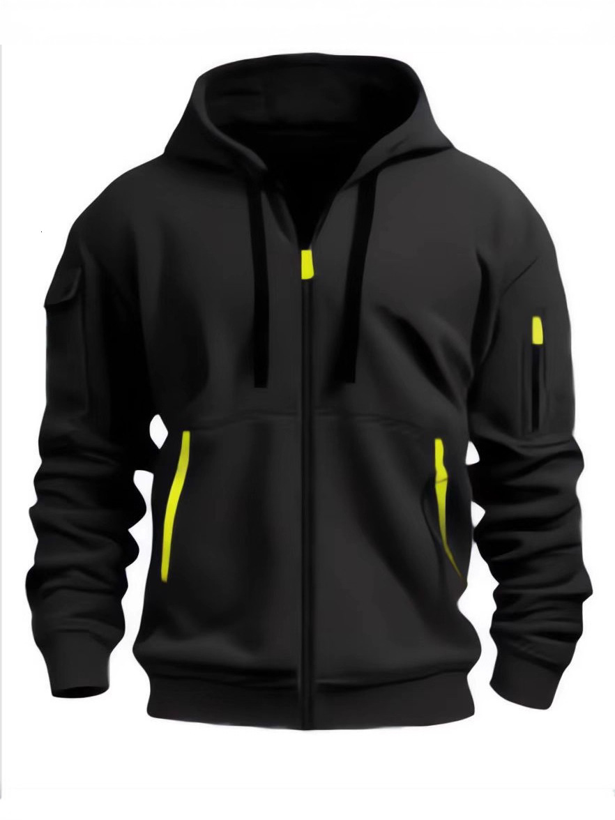 New Men's Full-Zip Casual Comfortable Sweatshirt, Autumn And Winter Fleece-Lined Hooded Outerwear Men's Coat Baseball Jacket Bomber Jacket