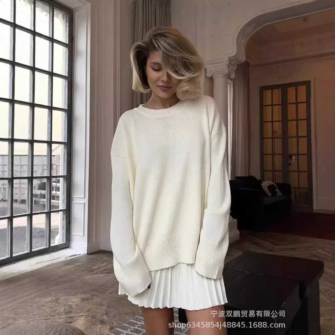 Sweater Autumn Solid Color O-neck Dress Sets Women's Clothing 2024 New Long Sleeves Fishion Style Loose Knitted Short Skirt SetW260915