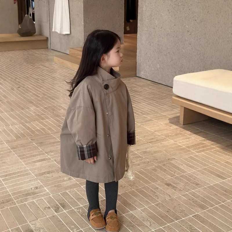 Clothing Girls' Children's Outerwear Standing Collar Long Sleeved Trench Coat 2025 Autumn and Winter ClothingT260916