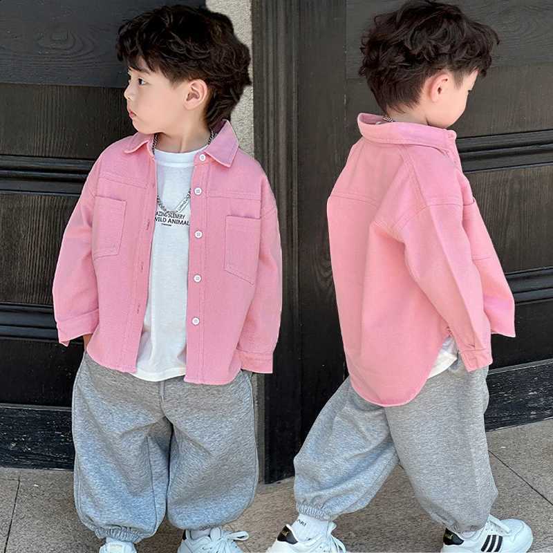 Solid Toddler Child Pink Denim Jacket for Baby Boys Casual Cotton Outfit Brief Style Kids Fashion Denim Coat 2 3 4 5 6 7 8 9 YT260916