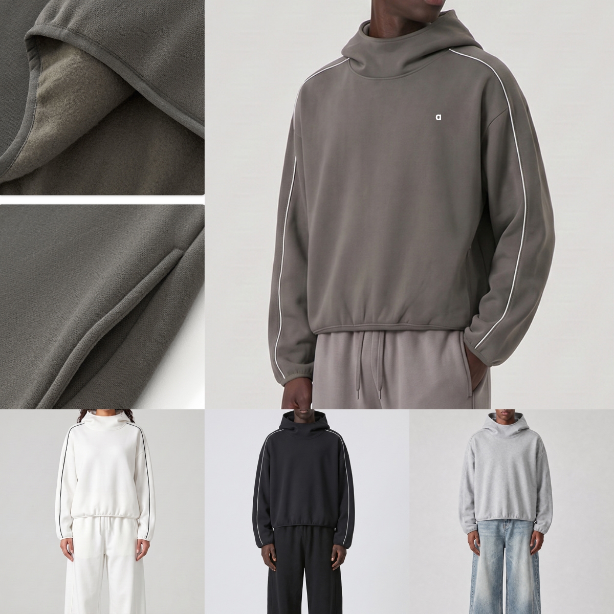 A2940 Sweat à capuche doublé polaire 3D transfrontalier 350G Sweat-shirt de style américain à rayures épaisses pour hommes