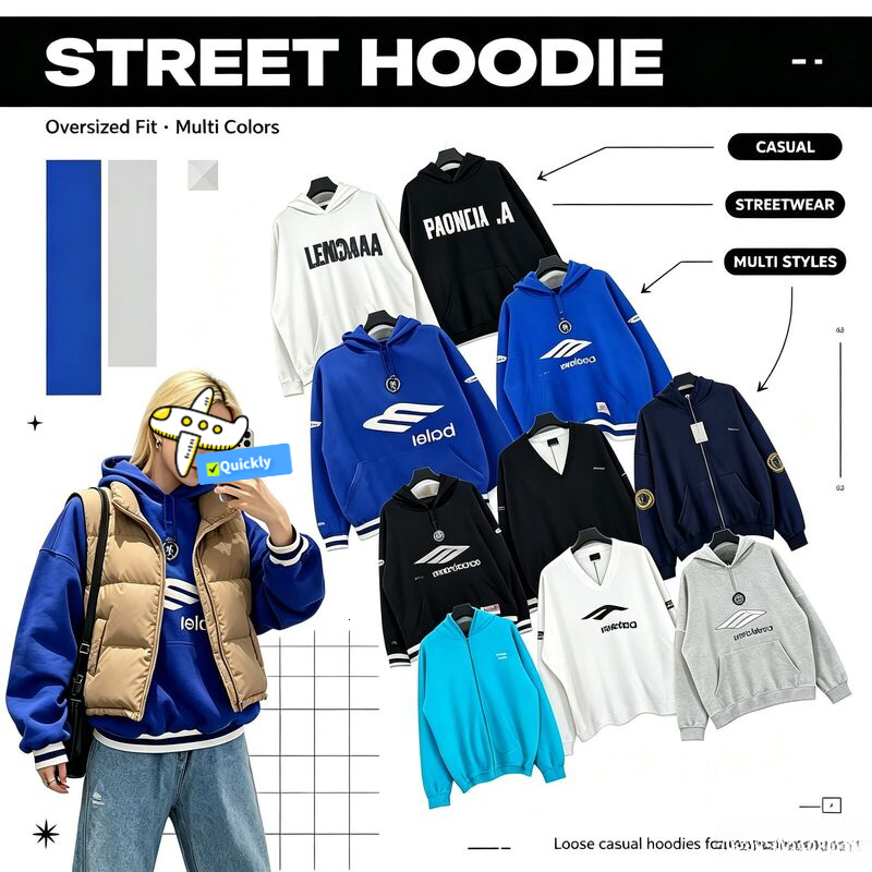 High Mens Balhoodies Plus hoodies Round neck polar style summer wear with street pure cotton embroidered hoody and printed sweater tees 206