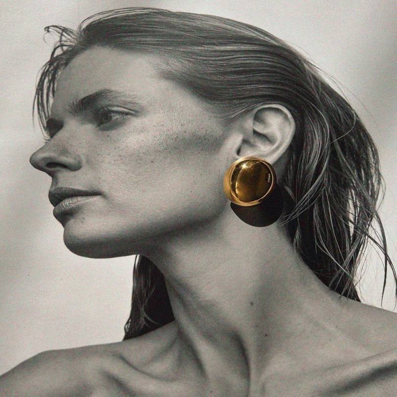 Miranda Stainless Steel Smooth Big Oval Stud Earrings Waterproof Geometric 18k Gold Color Trendy Classic Jewelry Bijoux for Wome 260916