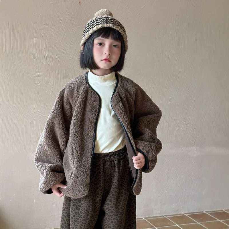 Coat Boys Girls 2025 Autumn Winer Korean Style Fashion Vintage Trendy Thick Warm Fluffy Reversible Solid Color CoatT260916