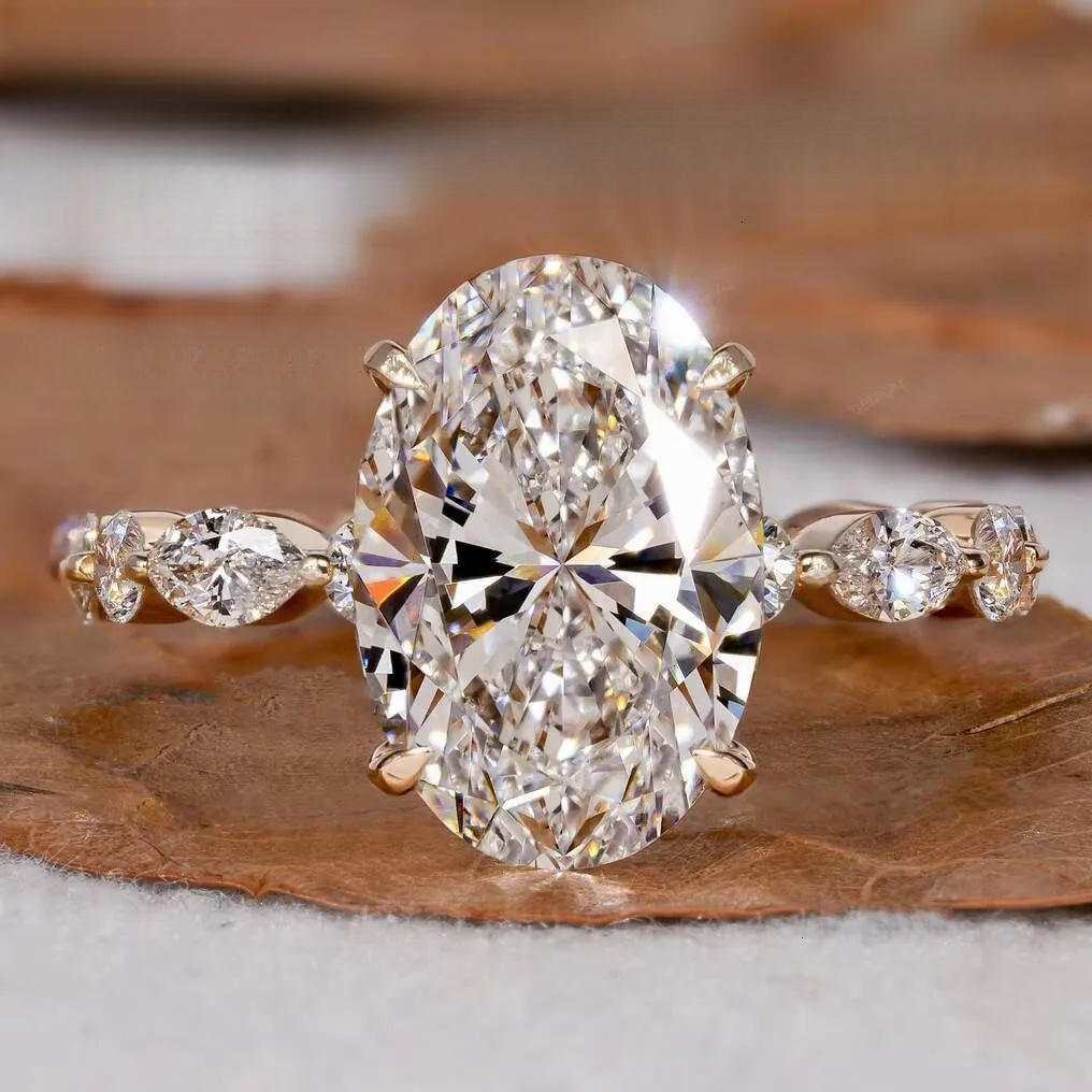 IGI Certified Grown Side Stone Women Custom Oval Vvs Lab Created Diamond Solitaire Engagement Ring Jewelry