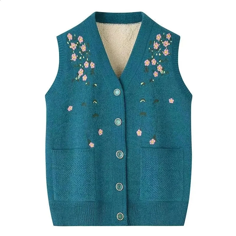 Spring Autumn 2025 Single Breasted Add Velvet Ladies Sweater Vest Jacket SleevelesTtemperament Knitting Cardigan Waistcoat Top 260916