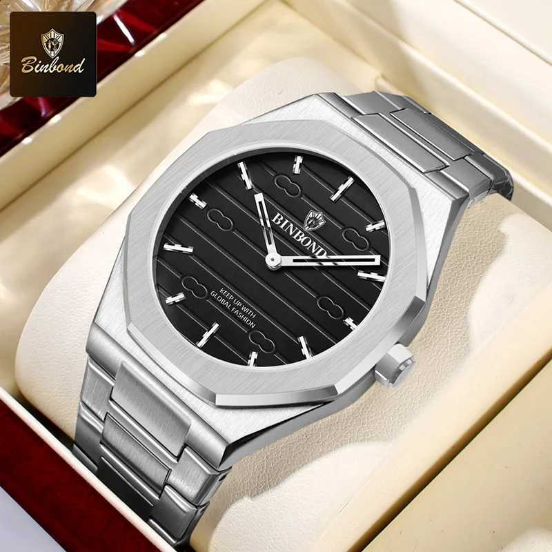 BINBOND New Hot Fashion Man Watches High Quality Stainless Steel Waterproof Quartz Movement High End Business Quartz Men's WatchT260916