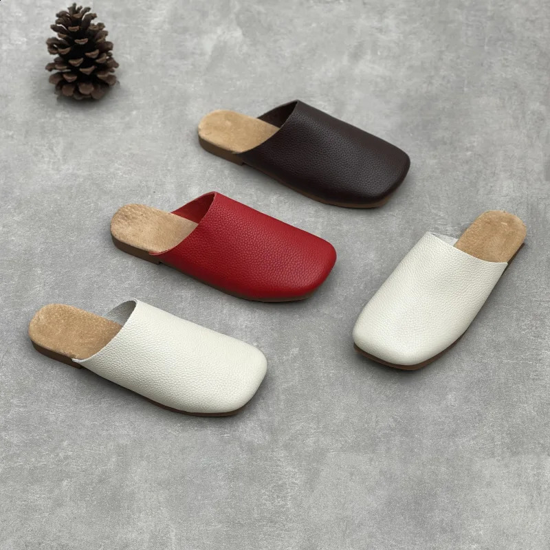 GKTINOO 2026 Handmade Genuine Leather Womens Shoes Soft Soled Casual Round Toe Slipon Flat Slippers 260916