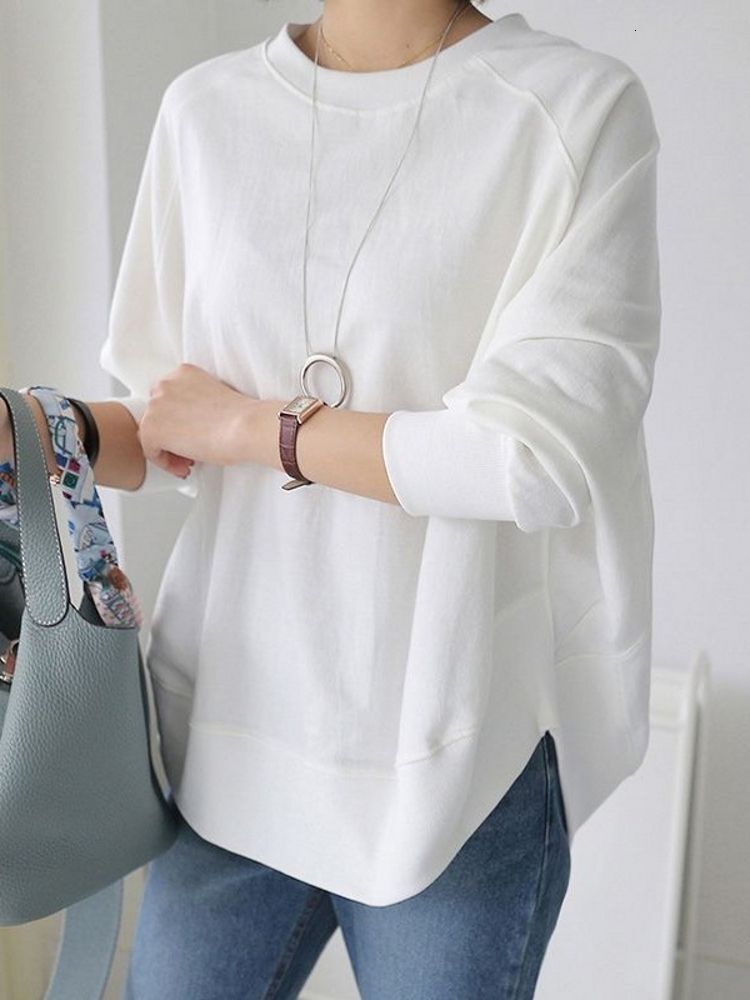 2025 Autumn New Niche Fashion Casual Top for Women, Simple and Loose Design, Round Neck, Versatile Long Sleeve, Ins Style 4b
