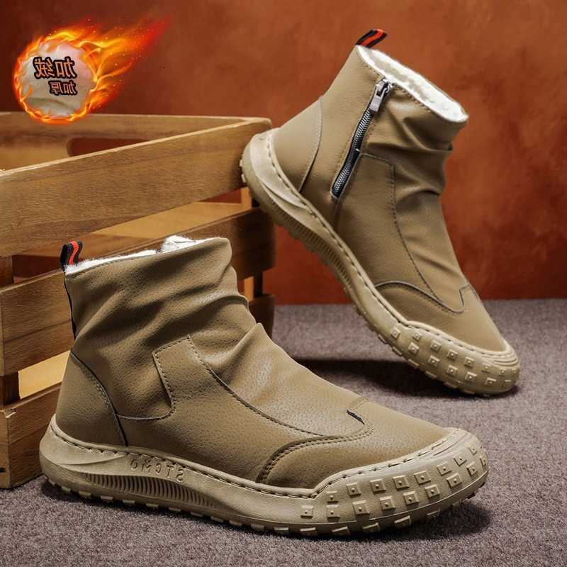 2025 Winter New Velvet High-Top Men's Snow Boots Trendy Versatile Thickened Warm Cotton Boots Non-Slip Labor Insurance Shoes Men D260917