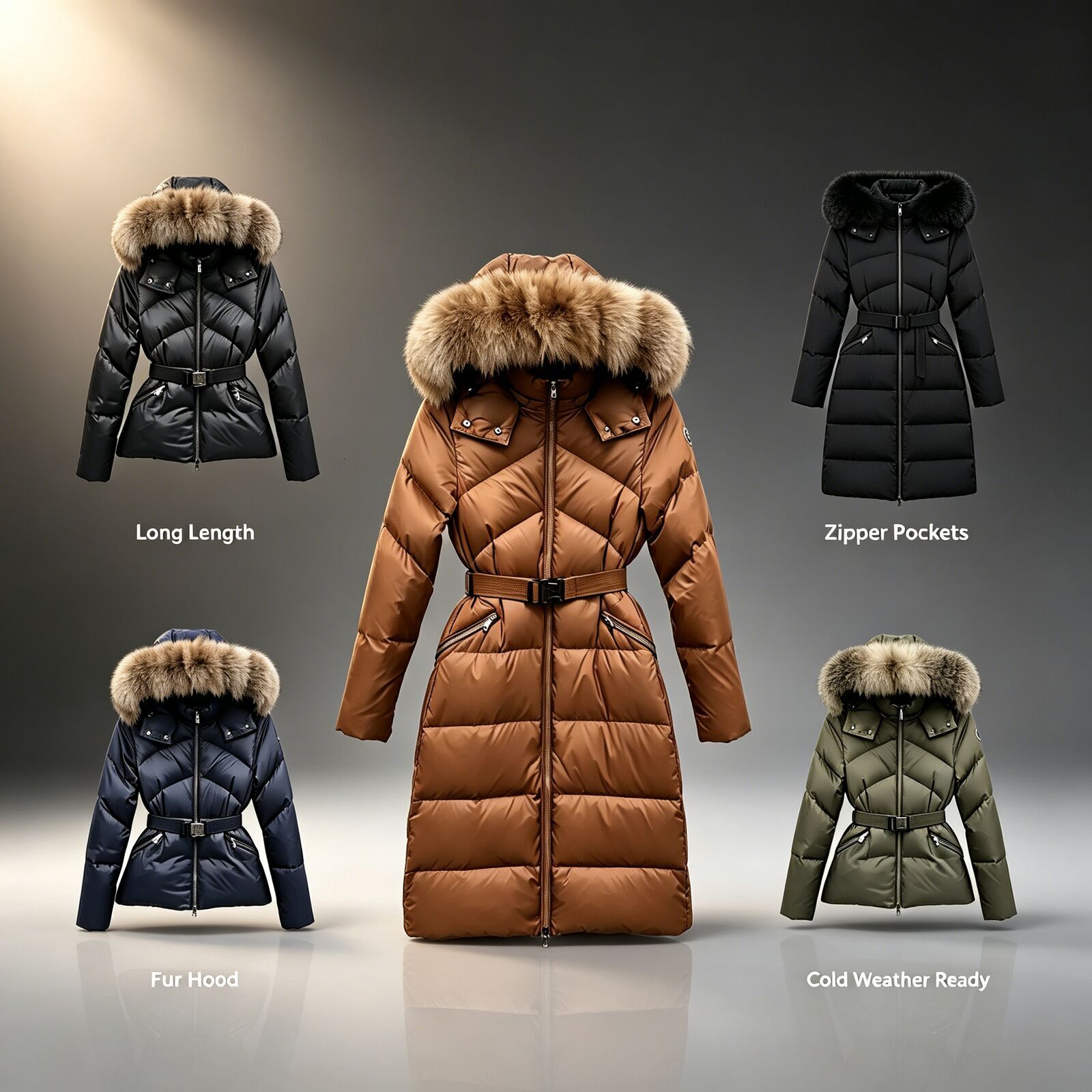 puffer jacket women designer luxury winter coat women down jacket with genuine mink fur collar warm and stylish down coat with belt and large pocket