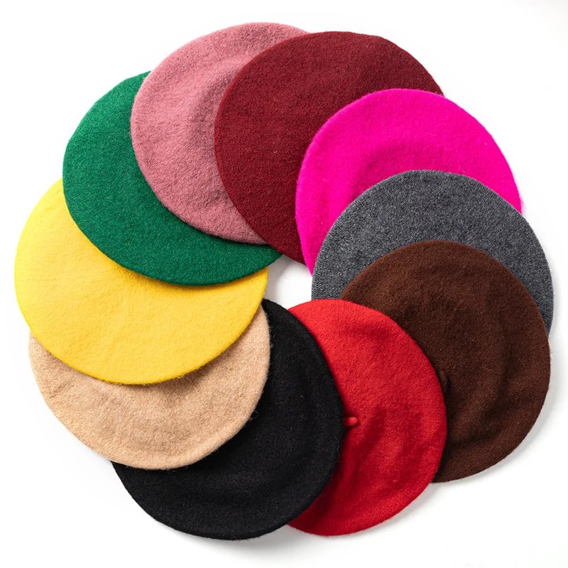 Wool Blend Winter Hat 17 Colors Beret For Women Girls Casual