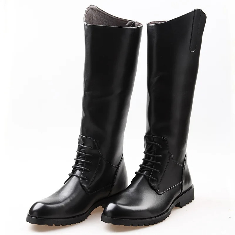 Fashion Casual Tall Leather Boots Back Zipper Men's Cowboy Boots Long Cavalier Soft Leather Riding Boots Motorcycle Boots 37-46 260916