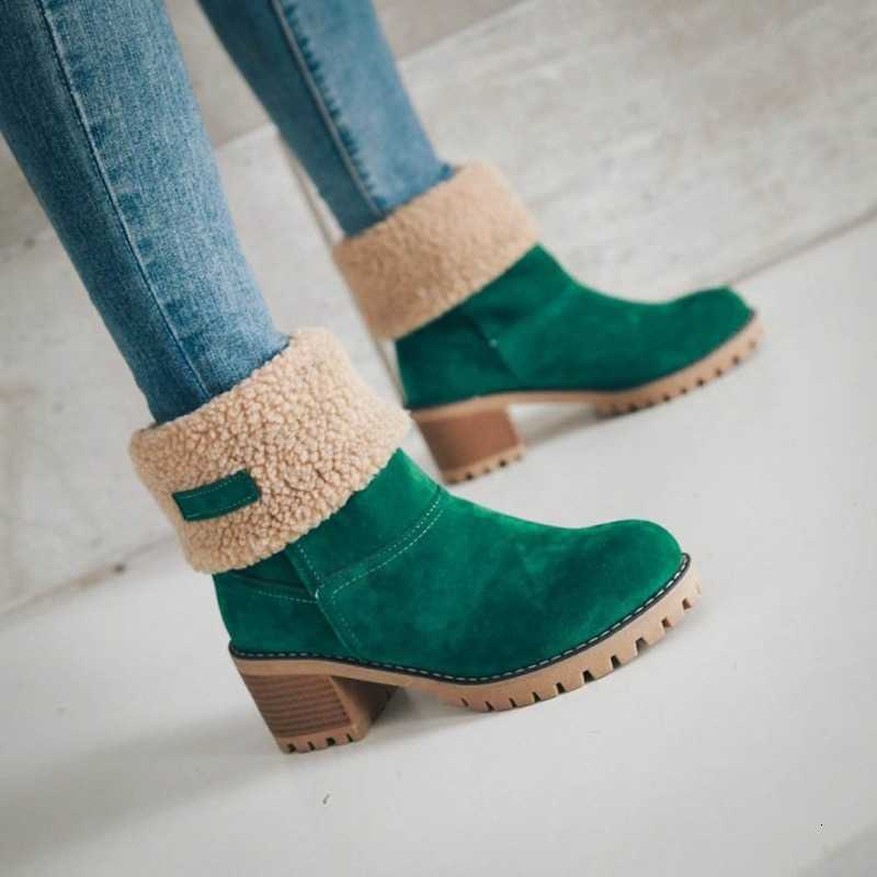 Boots European Length American Mid 2024 Winter New Item Solid Color Versatile Suede High-heeled Plus Size Cotton Boots for Women D260917