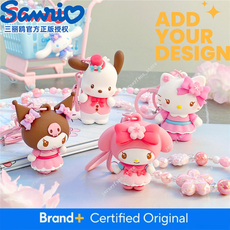 Authentic Sanrio Pendant, Sparkling Cherry Blossom Hello Kitty Cat Keychain, Small Gift, Kuromi Bag Pendant 73