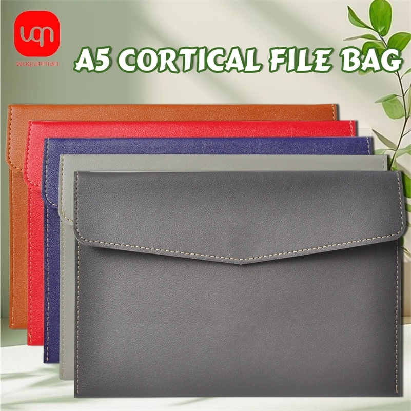 WQN-1PC PU Leather Document Bag A5 Wear-Resistant Large Capacity Waterproof Suitable for Office and School Document Storage260911ww