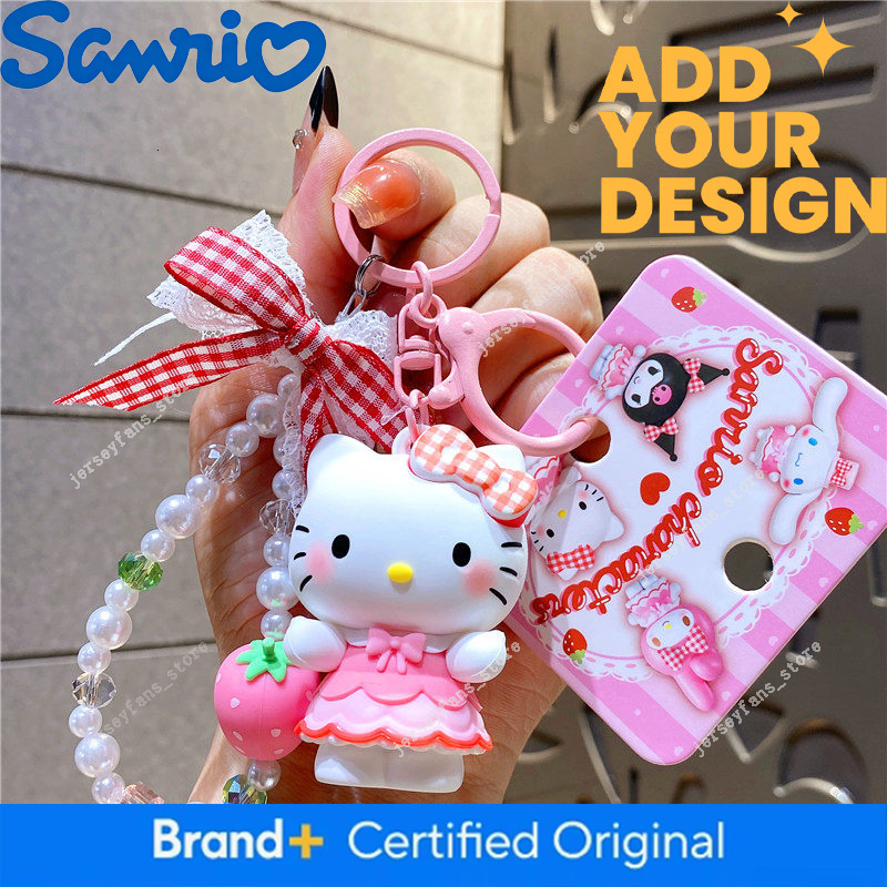 Authentic Sanrio Kt Cat Beaded Chain Hello Kitty Girly Keychain Doll Pendant Couple Bag Decoration 09