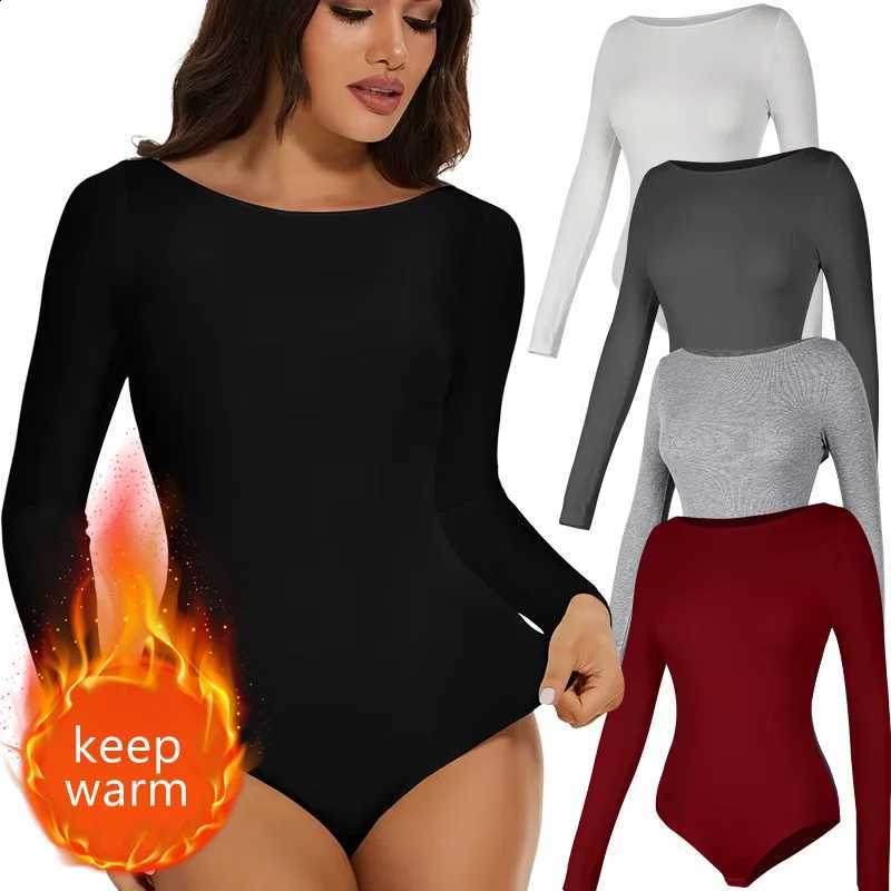 Womens Thermal Underwear Tops off-the-shoulder Shapewear Bodysuit Tummy Control Belly Compression Bottoming Shirt Jumpsuits H260916